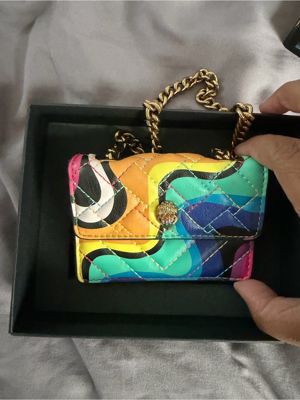 Kurt Geiger Multi-Color Quilted Chain Shoulder Bag